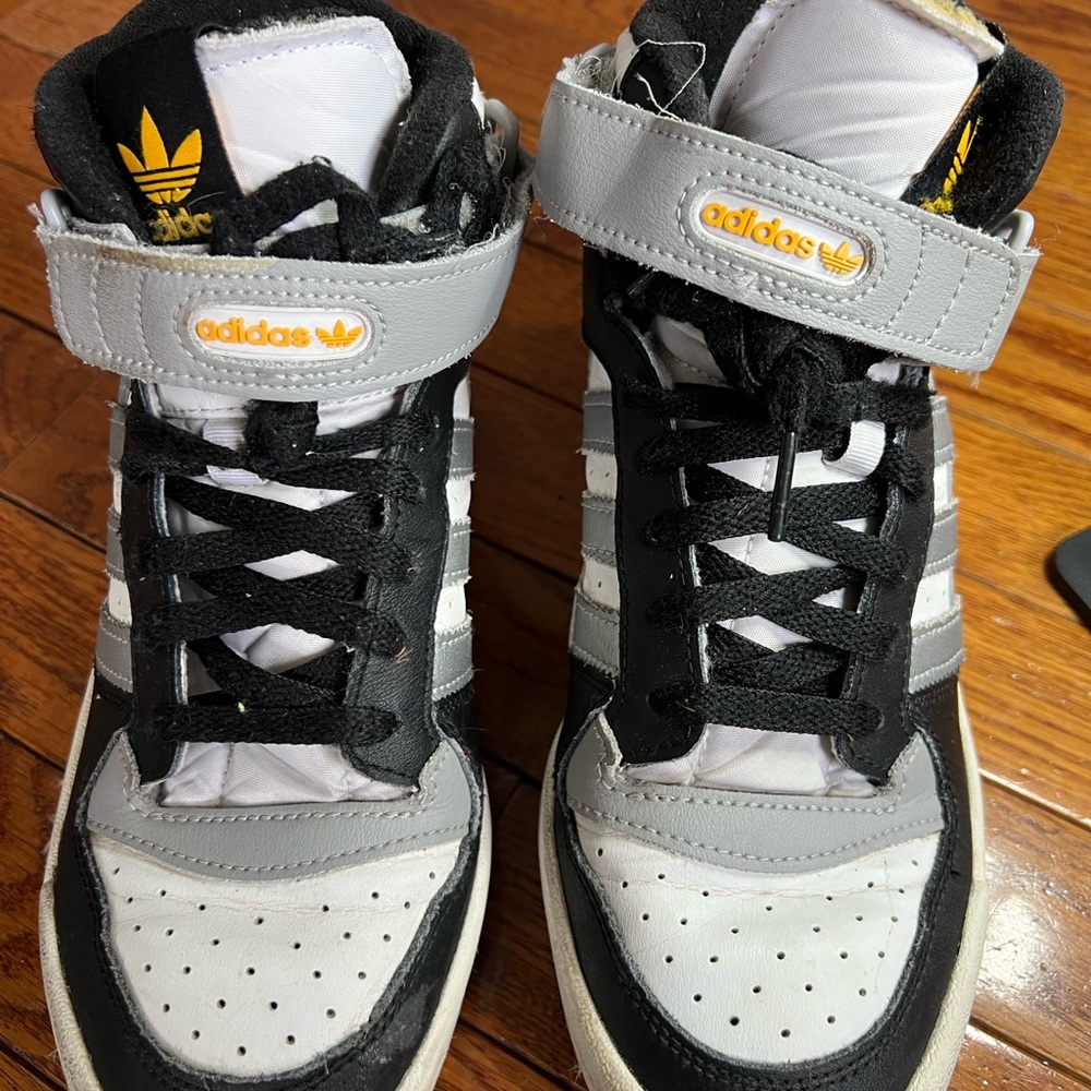 Adidas Big Boys - Kids Black and White High-Top Sneakers